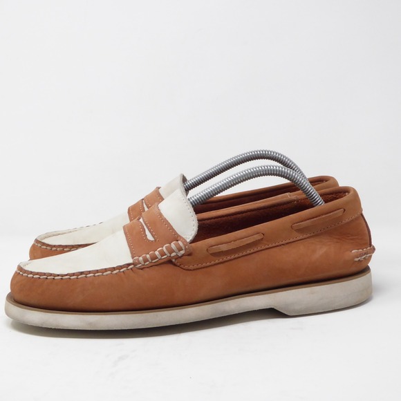 Sperry Top Sider Men's Tan White Leather Penny Color Block Loafers Shoes 9.5M - Picture 5 of 10